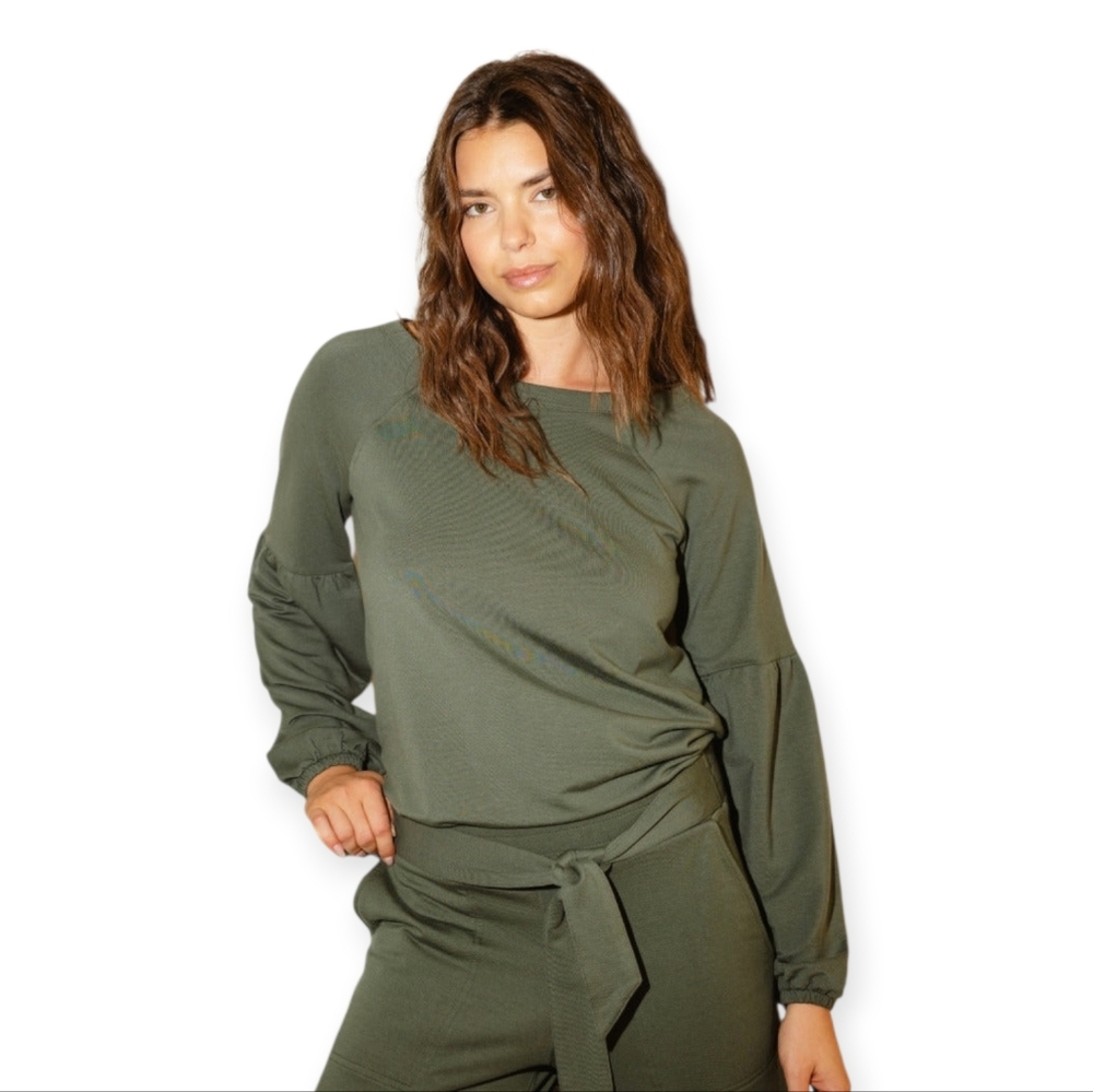 Summersalt The Softest French Terry Olive Boatneck Pullover Women's L